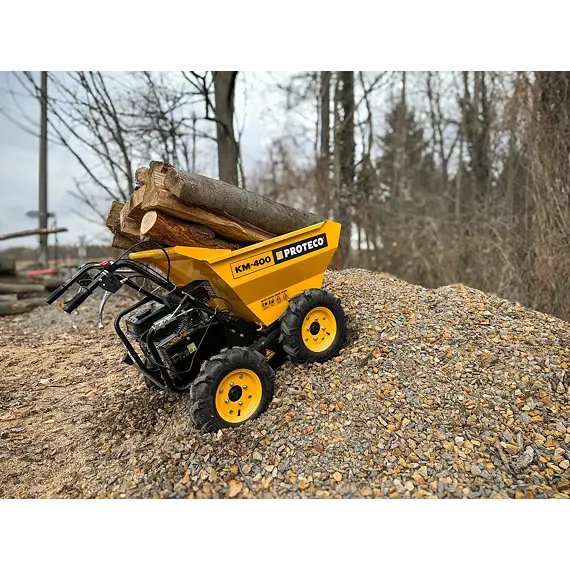 PROTECO motorový přepravník - DUMPER s radlicí na sníh, 6,5HP, 4x4, 400kg, 240l, 51.03-KM-400-RAD