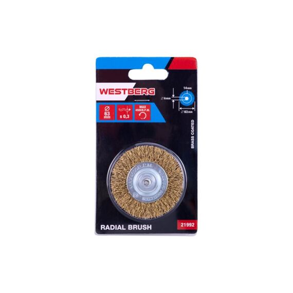 WESTBERG kartáč rotační radiální 65mm, stopka, vlnitý drát, 21992