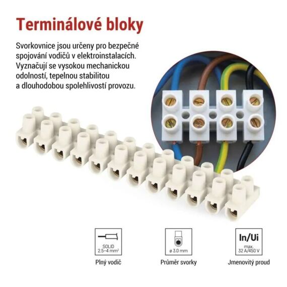 EMOS svorkovnice šroub. 12 PRV. 2,5-4mm2, 32A/450V