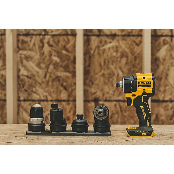 DeWalt DCD803NT aku bezuhlíková příklepová vrtačka a 4 výměnné hlavy 18V, 73Nm, kufr TSTAK, bez aku