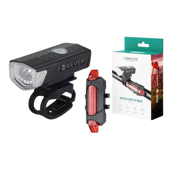 FOREVER sada přední a zadní cyklosvítilna, USB nabíjení, BLG-100