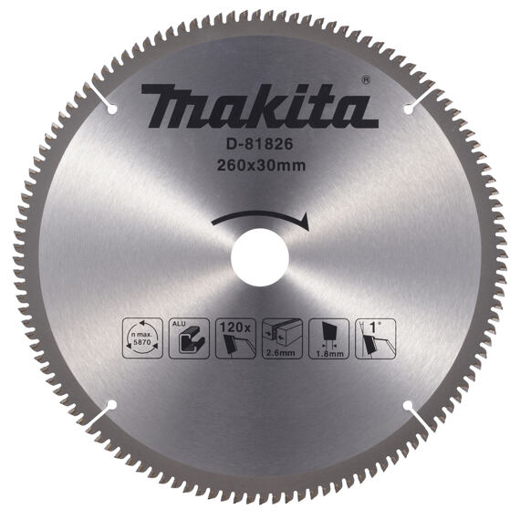 MAKITA D-81826 pilový kotouč 260*30mm, 120Z TCT na hliník (old=D-61880)