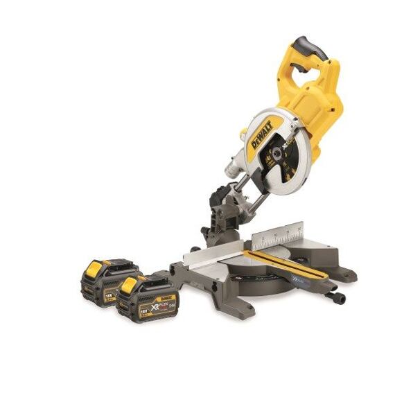 DeWalt DCS777T2 aku pokosová pila 54V/2*6Ah FLEXVOLT, řez 62mm*265mm, kotouč 216*30mm, 14kg