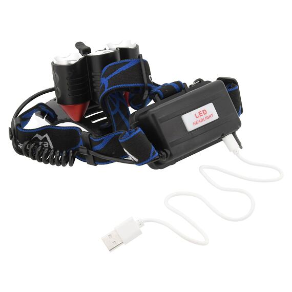 CATTARA čelovka LED CREE XM-L T6 10W + 2* CREE XP-E 3W, 400lm, 2*3,7V, laser, dosvit až 500m 13125