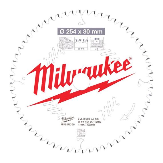 MILWAUKEE 4932471320 pilový kotouč 254*30mm*3,0mm, 60Z ATB NEG