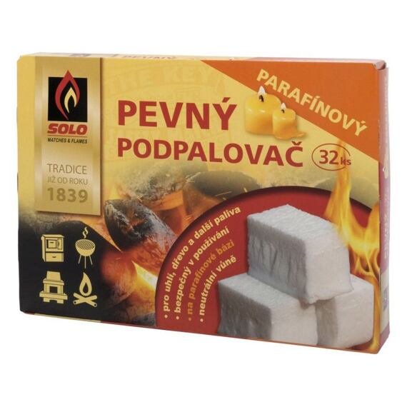 SOLO podpalovač pevný parafínový (32ks) 667531