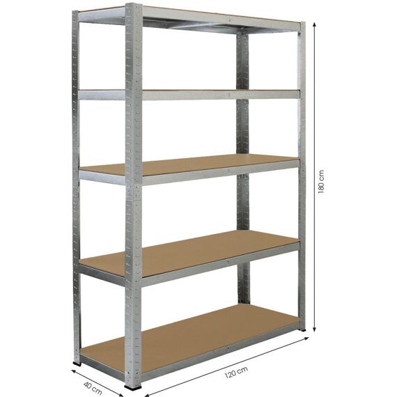 FIELDMANN FDR 1820 regál kovový 5 políc MDF dosky, 180*120*40 cm, zaťaženie police max.175 kg