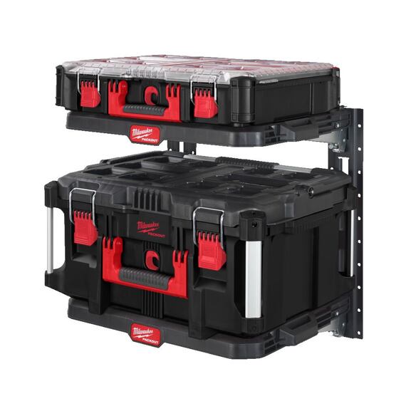 MILWAUKEE 4932472127 regálový systém PACKOUT, E-Track + 2 police, polica nosnosť 22kg