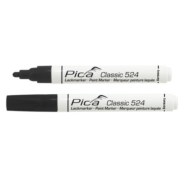 PICA lakový permanentní značkovač pro průmyslové použití kulatý hrot, voděodolný černý 524/46