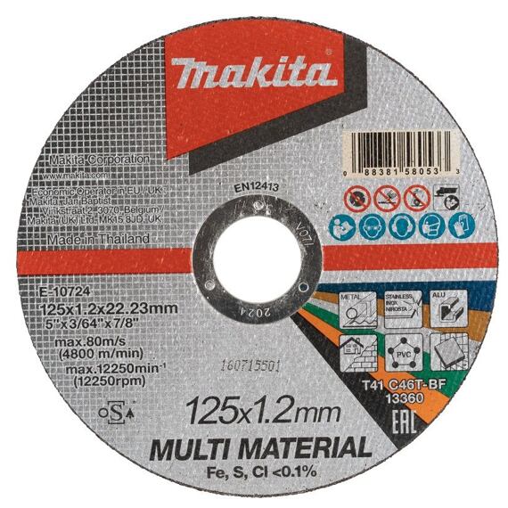 MAKITA E-10724 rezný kotúč 125*1,2*22,2 MULTIMATERIÁL (oceľ, nerez, plast, Al, nežel.kovy, obklady)