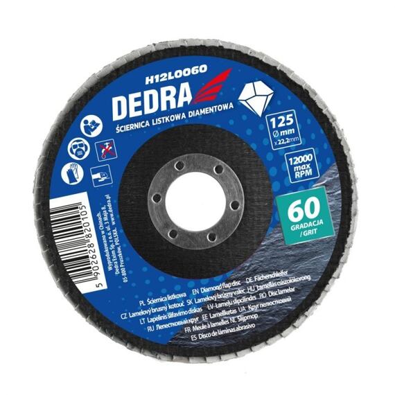 DEDRA diamantový lamelový brúsny kotúč 125mm*22mm, K60, H12L0060