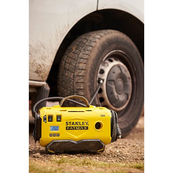 STANLEY SFMCE520B-QJ aku kompresor V20 / 230V / adaptér 12V z auta, max.tlak 11bar
