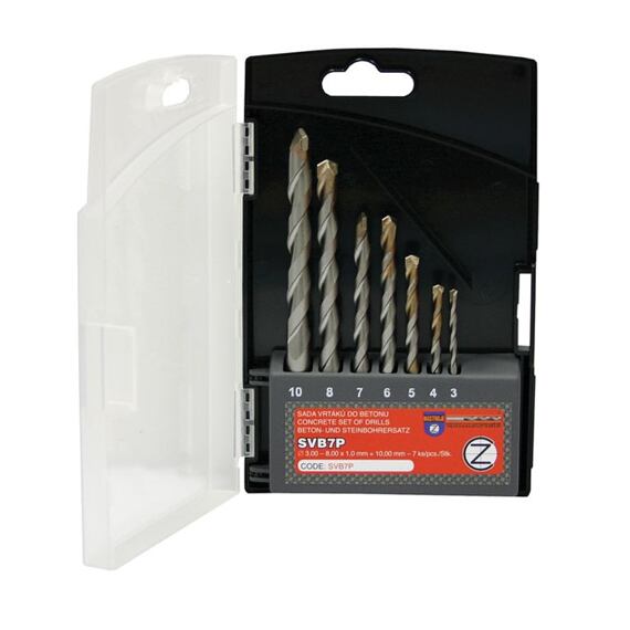 NÁSTROJE CZ vrtáky beton 3,4,5,6,7,8,10mm, 7ks HOBBY SVB500-7P