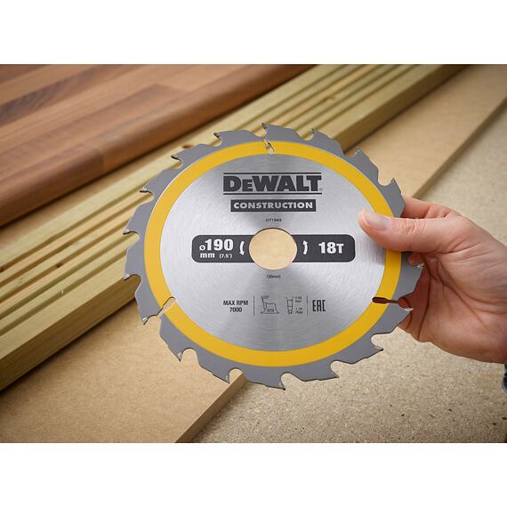 DeWalt DT1943 pílový kotúč 190*30mm, 18z, ATB 20°, rýchly pozdĺžny rez