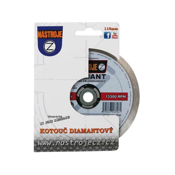 NÁSTROJE CZ diamantový kotúč celoobvodový 115*1,6*22,2mm, dlaždice, mramor, porcelán IM-DK-C115