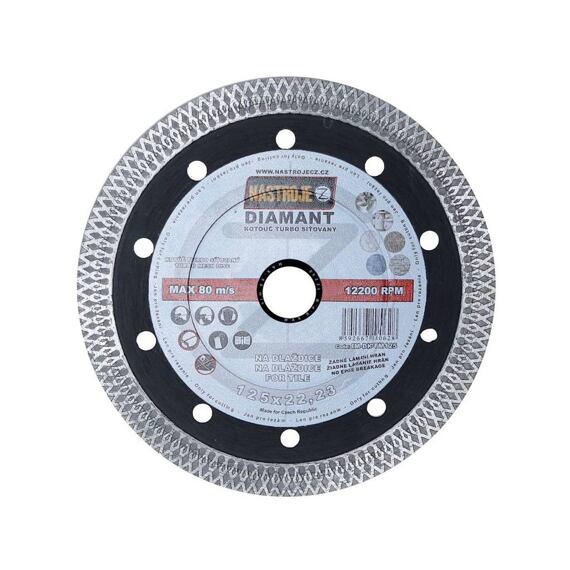 NÁSTROJE CZ diamantový kotouč TURBO síťovaný 125*1,6*22,2mm, žula, dlažba, keramika IM-DK-TM125