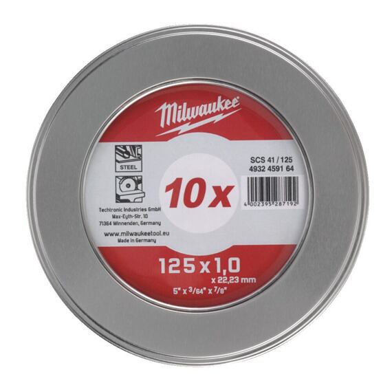 MILWAUKEE 4932478998 rezací kotúč 125*1*22,2mm oceľ, balenie 10ks v kovovom boxe