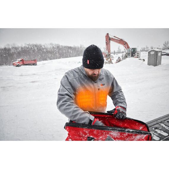 MILWAUKEE M12 HJGREY5-201 (XXL) vyhřívaná bunda 12V/2Ah, TOUGHSHELL materiál, držák aku, šedá