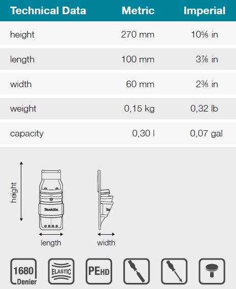 MAKITA E-15344 brašna pre tesárov 100*60*270mm (old=E-05284)