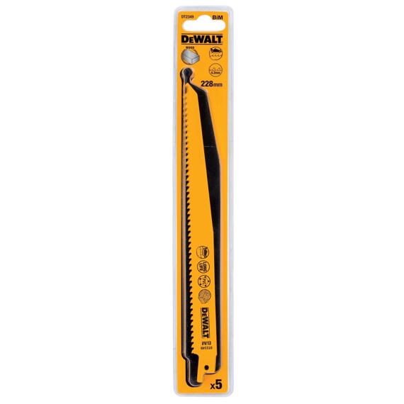 DeWALT DT2349 pílky do chvostovky BIM 228mm 6TPI, drevo s klincami, 5ks
