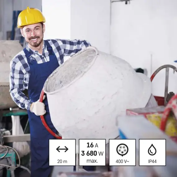 EMOS kabel 400V prodlužovací 20m 3F, 5*2,5mm2, 16A, guma
