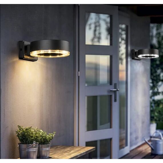 osvětlení solární na zeď 14*11,3*5,3cm, 24 LED, PH, černé, 797469