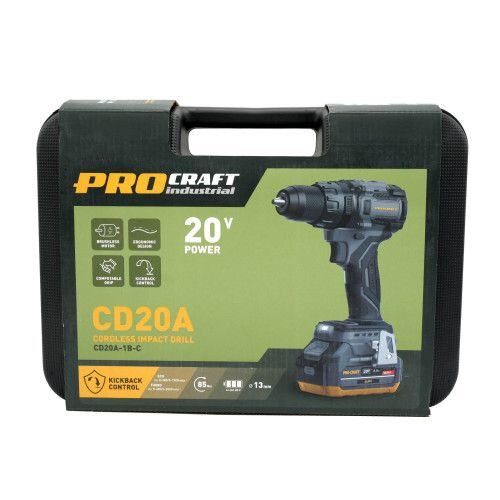 PROCRAFT INDUSTRIAL CD20A aku příklepová vrtačka 20V/4Ah, 85Nm, KICKBACK, Impulz