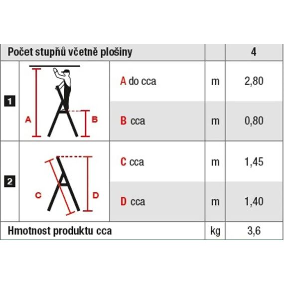 KRAUSE schůdky Al 4 nosnost 150kg 10.6614-KR