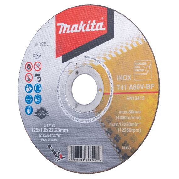 MAKITA E-17120 řezný kotouč 125*1,0*22,2 NEREZ, balení 12ks