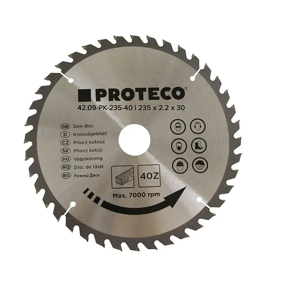 PROTECO pilový kotouč 235mm*2,2mm*30mm 40 WZ HM + redukce 30/20mm 42.09-PK235-40