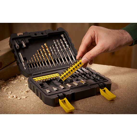 STANLEY STA88546 sada vrtáků kov/dřevo/zdivo, bity, hlavice