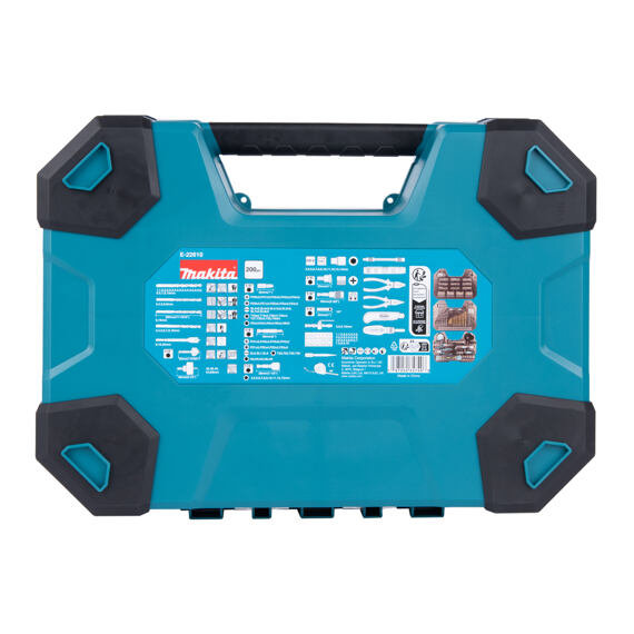 MAKITA E-22610 sada vrtáků, bitů a ručního nářadí, 200ks, rozkládací kufr (old=D-37194)