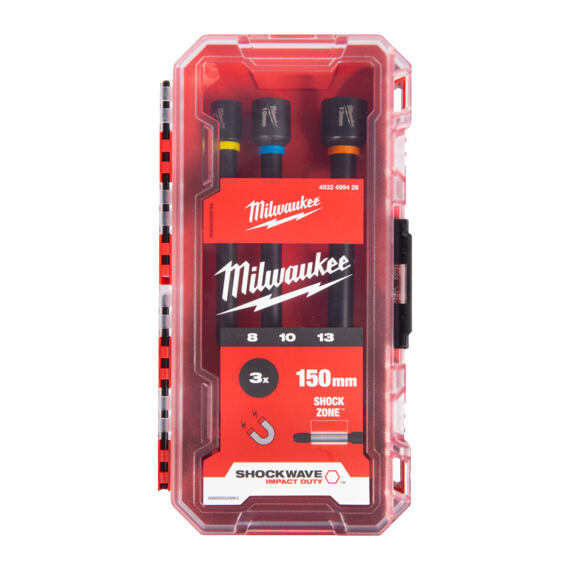 MILWAUKEE 4932499426 magnetické hlavice 8-10-13*150mm SHOCKWAVE IMPAC DUTY, pro ráz. utahováky