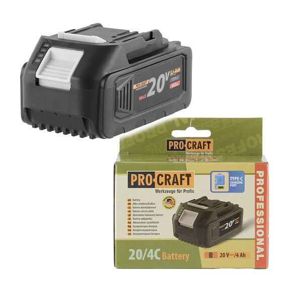 PROCRAFT 20/4C aku baterie 20V/4Ah, USB-C