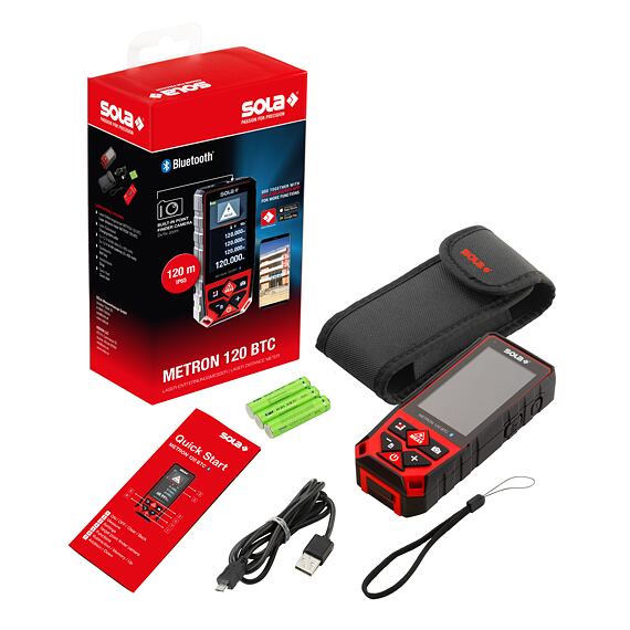 SOLA METRON 120 BTC laserový dálkoměr 0,05-120m, Bluetooth, snímač sklonu po nivelaci a měření úhlů