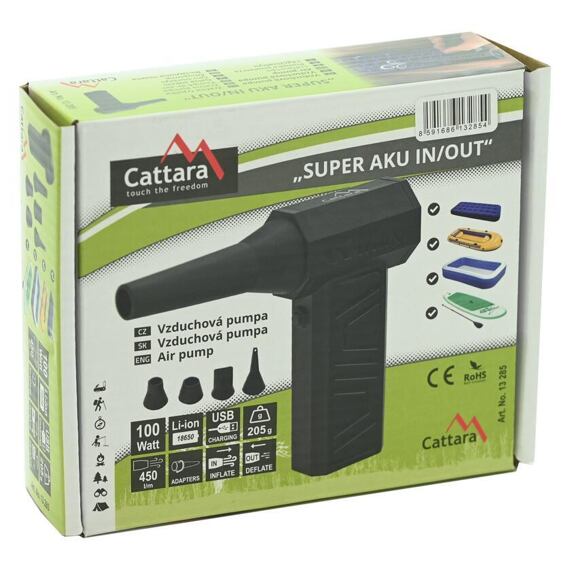 CATTARA vzduchá pumpa AKU 4Ah, ofukovač, OUT/IN, 450l/min., až 60 minut provozu
