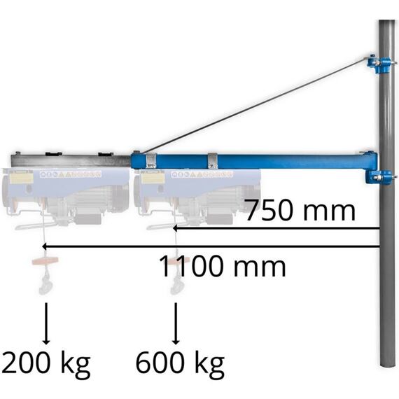 GÜDE otočné rameno pro lanové zvedáky Typ 1200, nosnost 600kg, vyložení 730-1100mm 1715