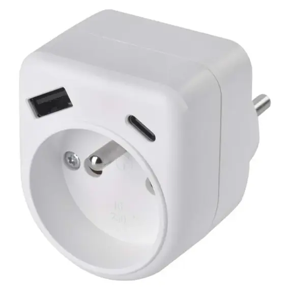 EMOS zásuvka rozbočovací 1*, 1*USB-A+1*USB-C, P0074