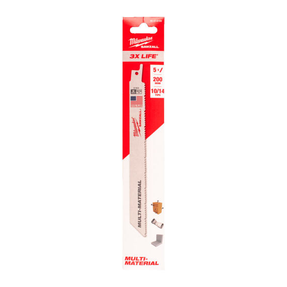 MILWAUKEE 48475193 pilky do ocasky Sawzall b. UNI 200*10/14 TPi, dřevo, kov, plasty 5ks