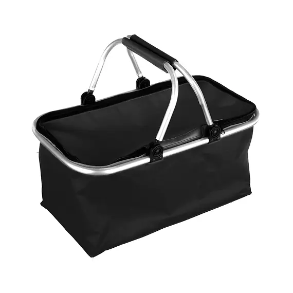 košík nákupní skládací 48*28*24cm, Al+polyester, černý 791250