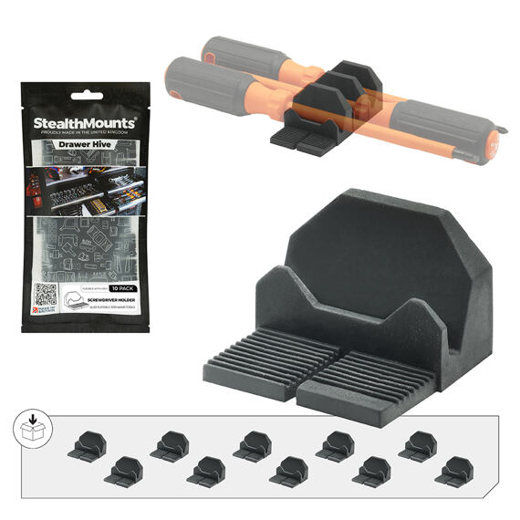 StealthMounts Drawer Hive držák šroubováků TPE, do zásuvek, 10ks
