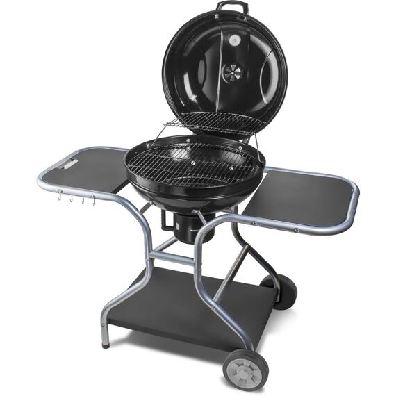 FIELDMANN gril na uhlie 54cm, výška 77cm, odkladacie plochy, kolieska, veko FZG 1014