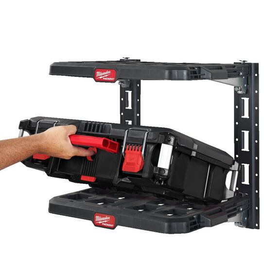 MILWAUKEE 4932472127 regálový systém PACKOUT, E-Track + 2 police, polica nosnosť 22kg