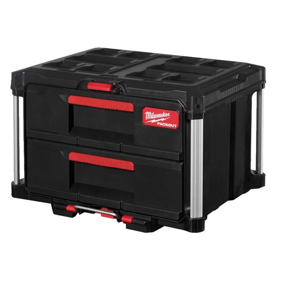 MILWAUKEE 4932472129 box PACKOUT, 2 zásuvky, guličkové výsuvy, súprava priehradek