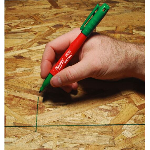 MILWAUKEE 4932492127 popisovač INKZALL s jemným hrotem 1mm, zelený, (beton, dřevo, OSB, kov)