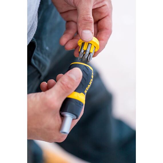 STANLEY 0-66-358 ráčnový šroubovák MINI s bity, rukojeť ABS plast