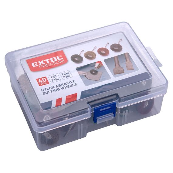 EXTOL Premium kartáčky brusné nylon pr.25mm, stopka 3mm, sada 50ks ( K40-80-150-240-320), 8803761