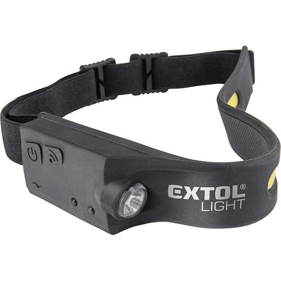 EXTOL Light čelovka LED COB XPE, 350lm, IR čidlo, USB nabíjení, 3,7V/1,2Ah, 43186