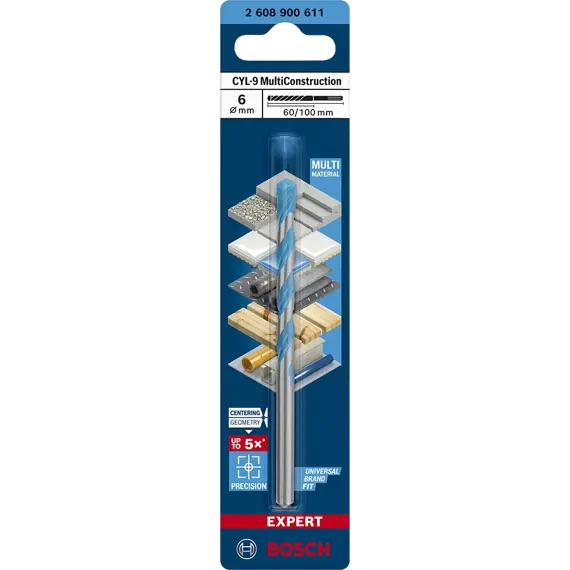 BOSCH 2608900611 vrták 6*60/100mm MULTI CONSTRUCTION CYL-9