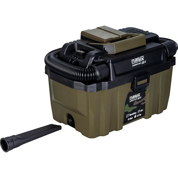 NAREX Camouflage CVP 10-2 Basic aku vysávač 20V, objom 10l, mokré vysávanie, príslušenstvo, bez baté